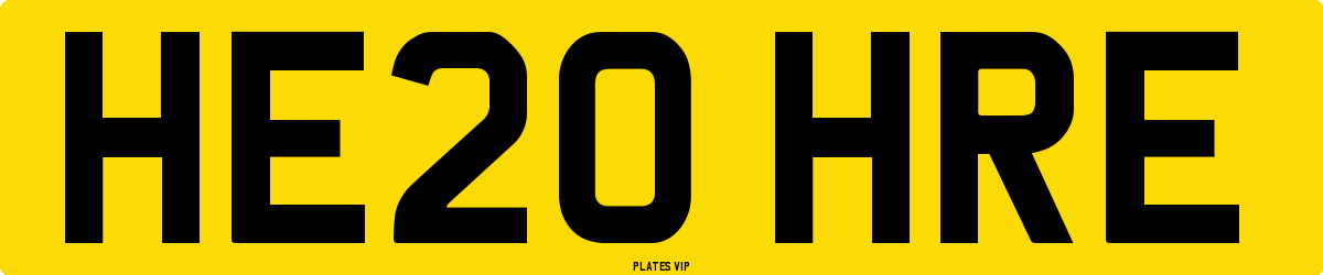 HE20 HRE Number Plate