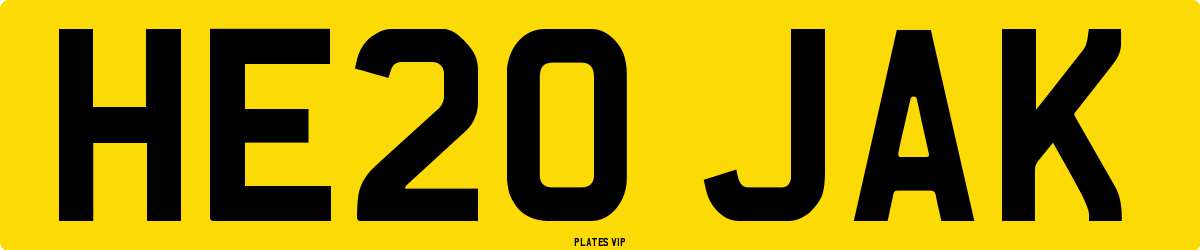 HE20 JAK Number Plate