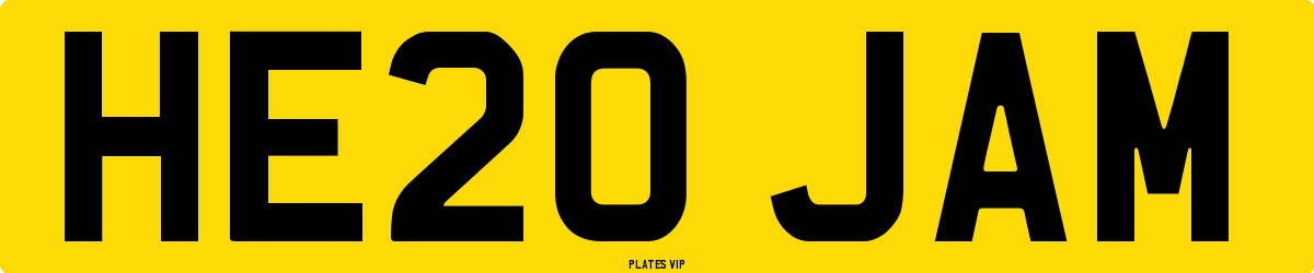 HE20 JAM Number Plate