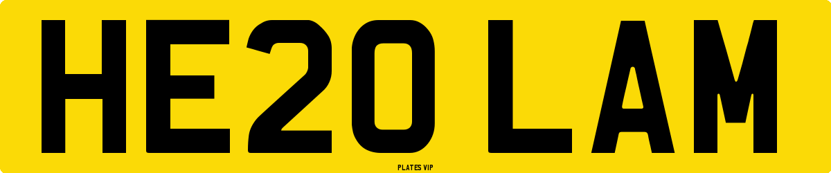 HE20 LAM Number Plate