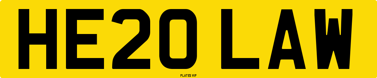 HE20 LAW Number Plate