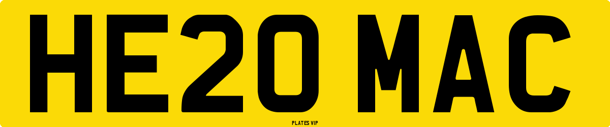 HE20 MAC Number Plate