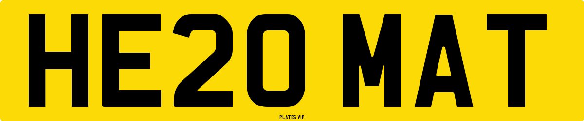 HE20 MAT Number Plate
