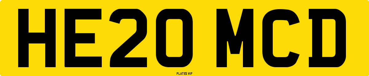 HE20 MCD Number Plate