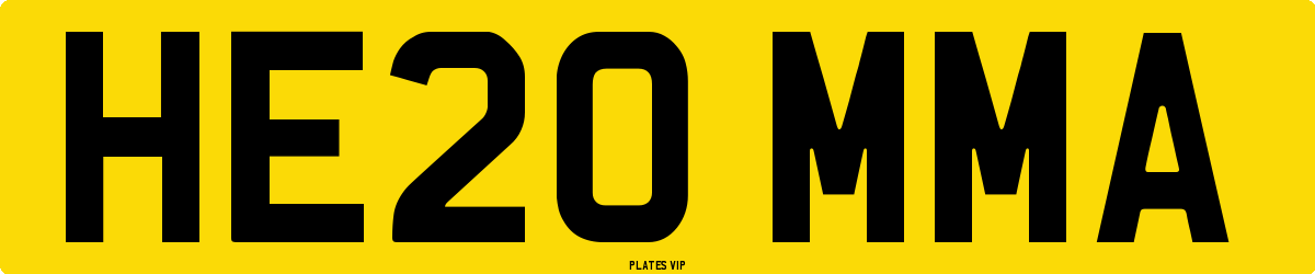 HE20 MMA Number Plate