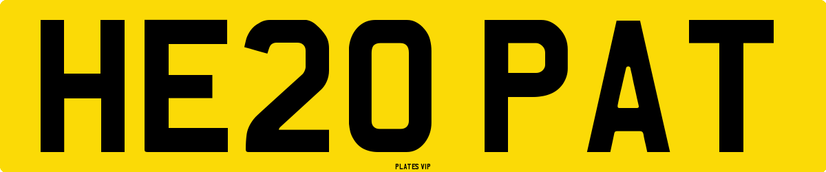 HE20 PAT Number Plate