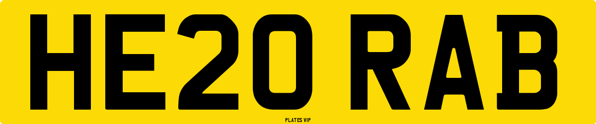 HE20 RAB Number Plate