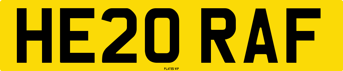 HE20 RAF Number Plate
