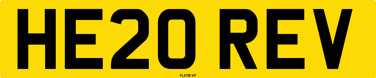 HE20 REV Number Plate