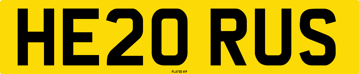 HE20 RUS Number Plate