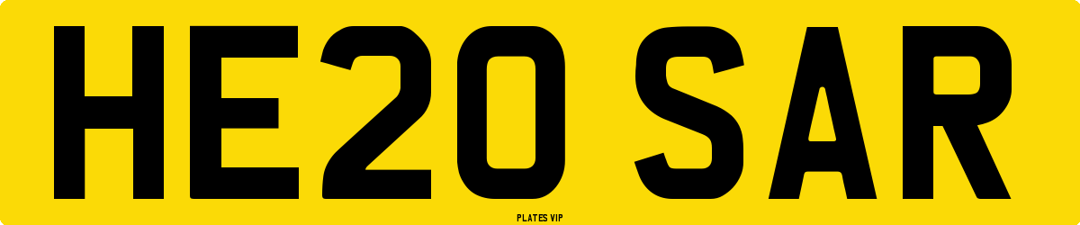 HE20 SAR Number Plate