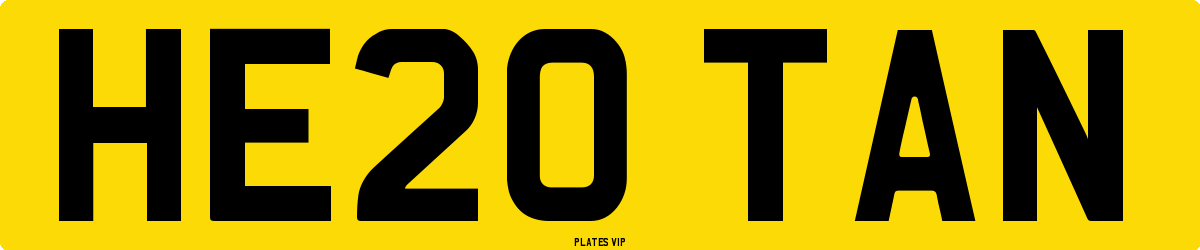 HE20 TAN Number Plate