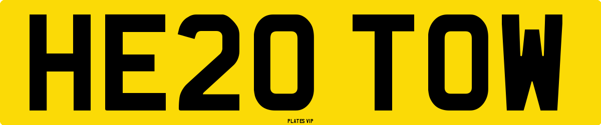 HE20 TOW Number Plate