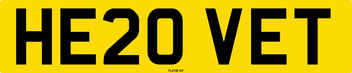 HE20 VET Number Plate