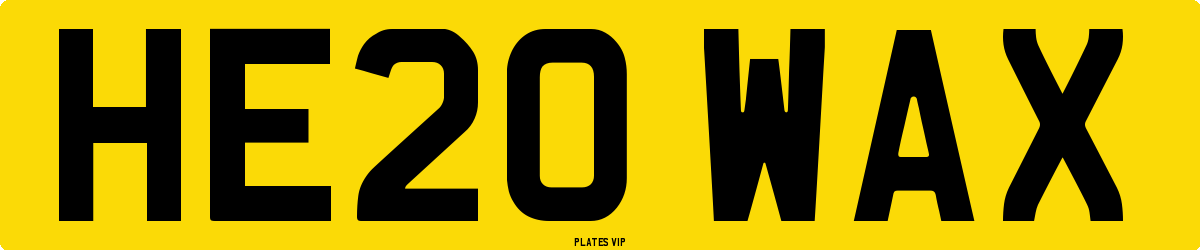 HE20 WAX Number Plate