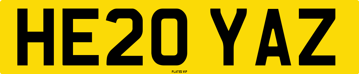 HE20 YAZ Number Plate