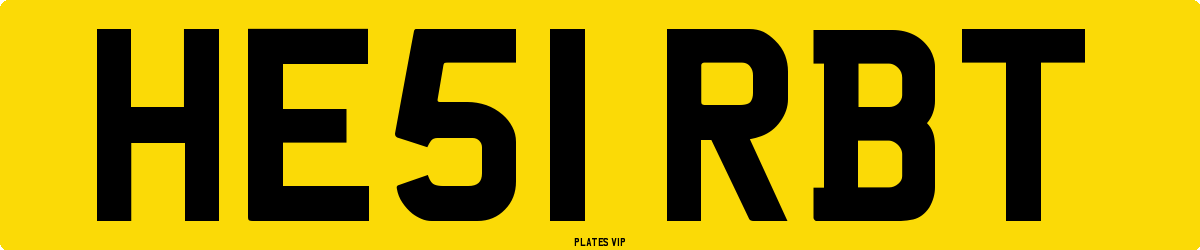 HE51 RBT Number Plate