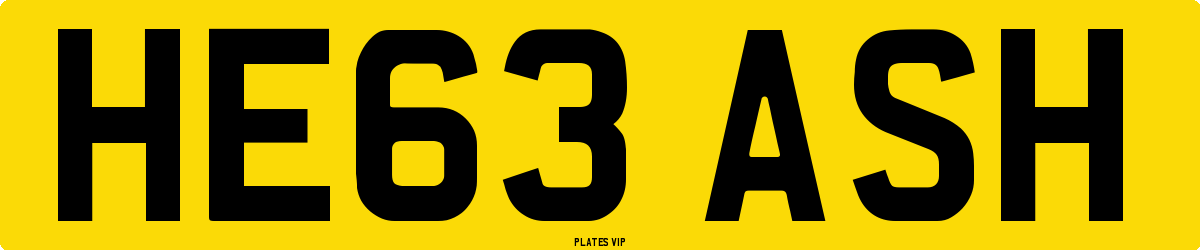 HE63 ASH Number Plate