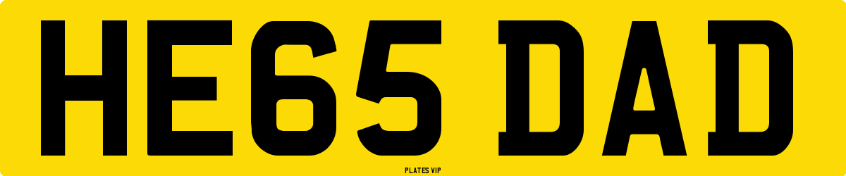 HE65 DAD Number Plate