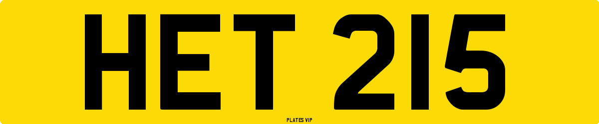 HET 215 Number Plate