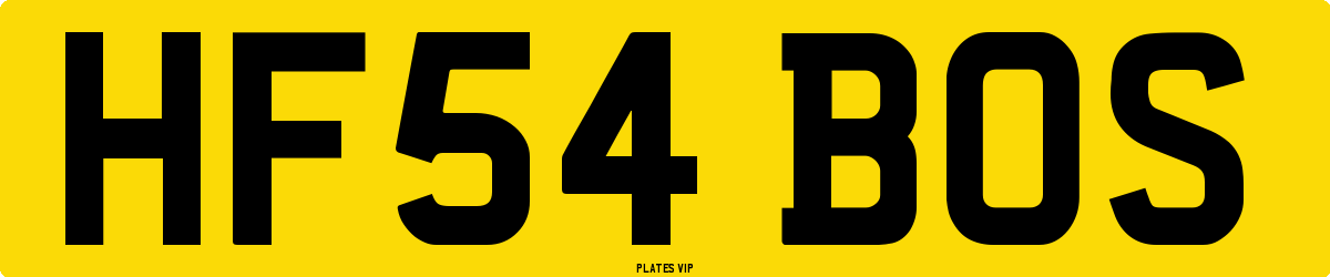 HF54 BOS Number Plate