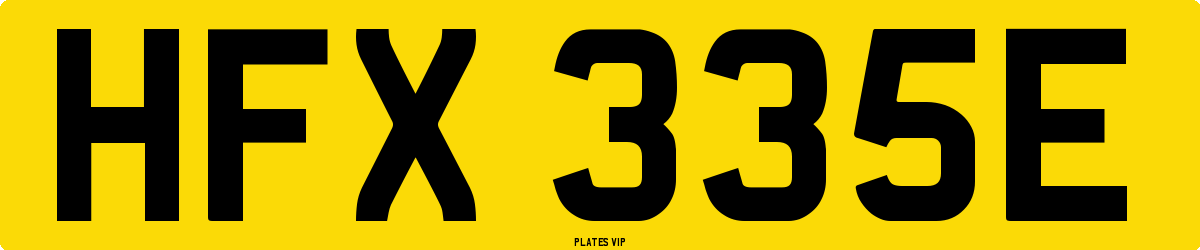 HFX 335E Number Plate