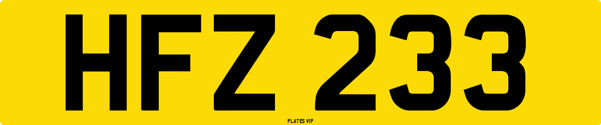 HFZ 233 Number Plate