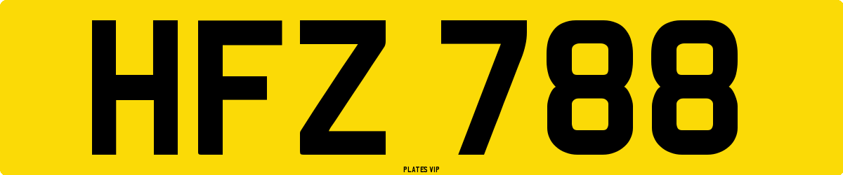 HFZ 788 Number Plate