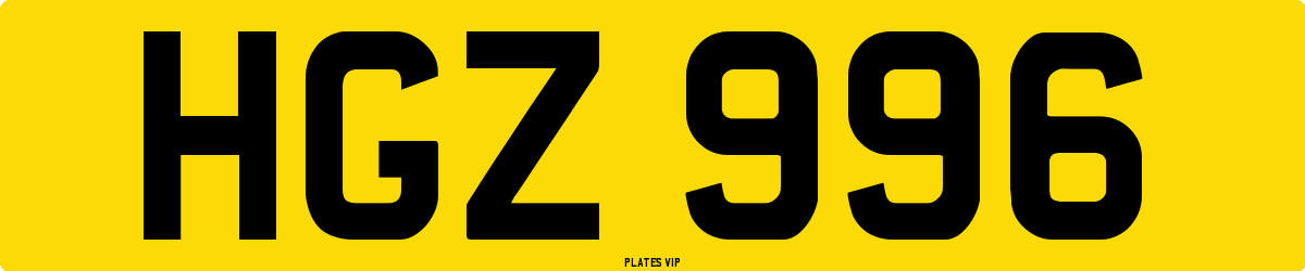 HGZ 996 Number Plate