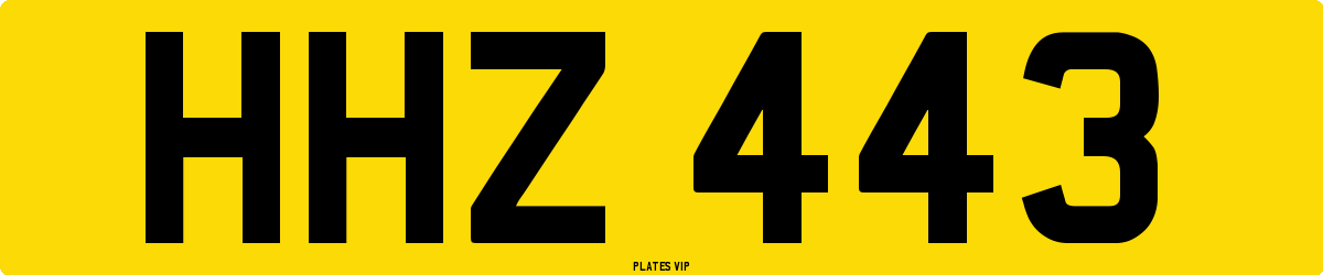 HHZ 443 Number Plate