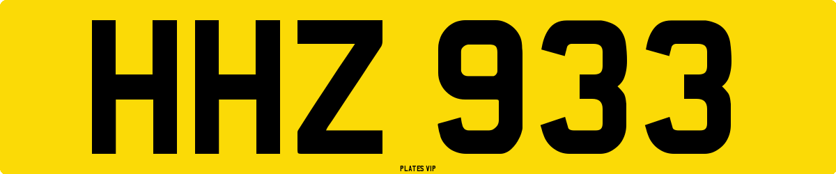 HHZ 933 Number Plate