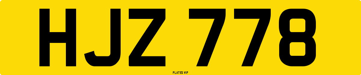 HJZ 778 Number Plate