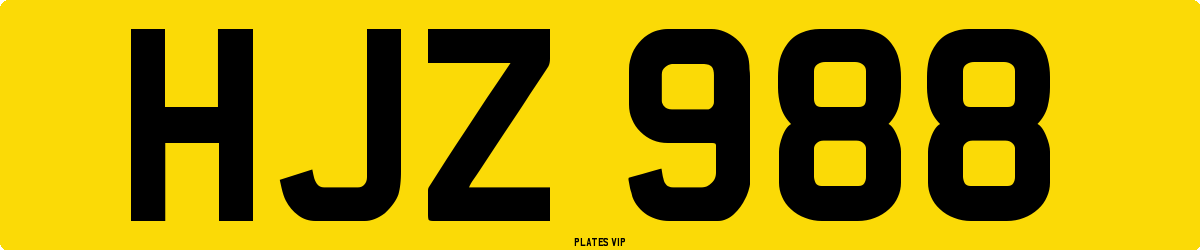 HJZ 988 Number Plate