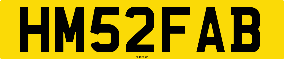 HM 52 FAB Number Plate