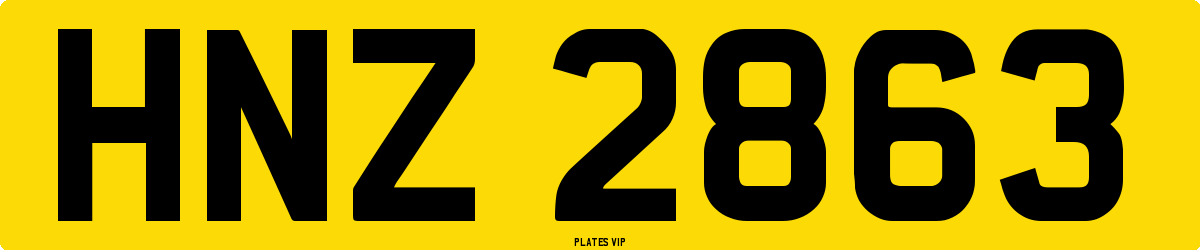 HNZ 2863 Number Plate
