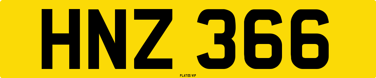 HNZ 366 Number Plate