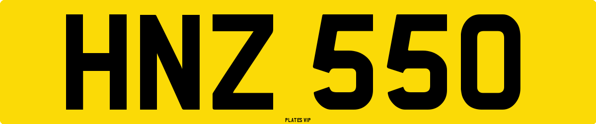 HNZ 550 Number Plate