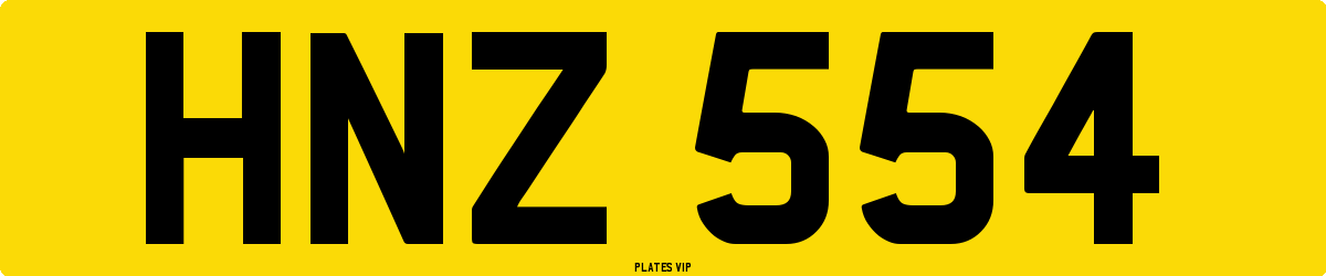 HNZ 554 Number Plate