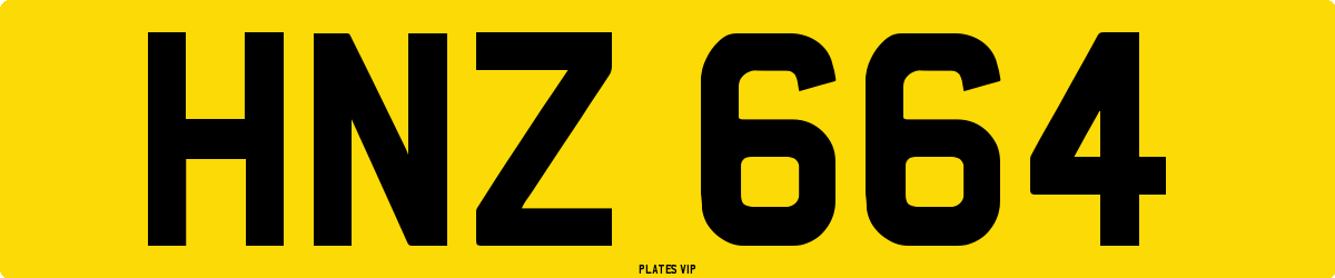 HNZ 664 Number Plate