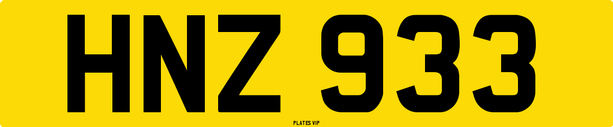 HNZ 933 Number Plate