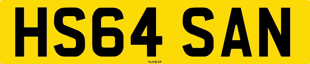 HS64 SAN Number Plate