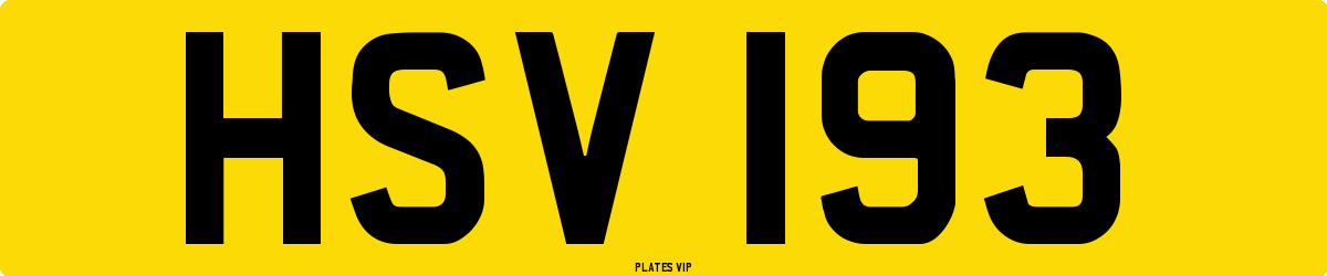HSV 193 Number Plate