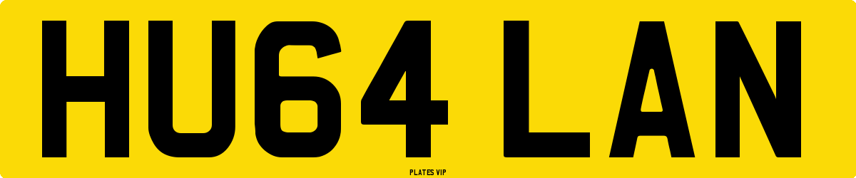 HU64 LAN Number Plate