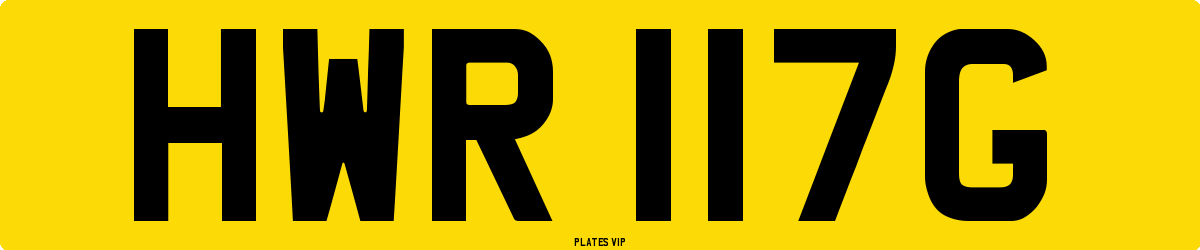 HWR 117G Number Plate