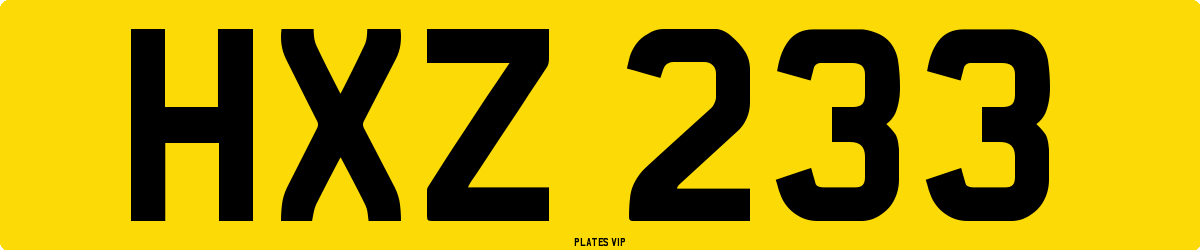 HXZ 233 Number Plate