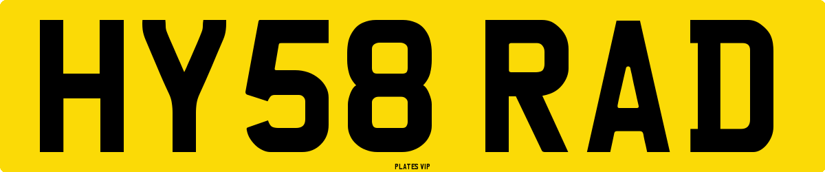 HY58 RAD Number Plate