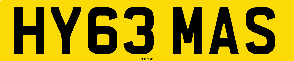 HY63 MAS Number Plate