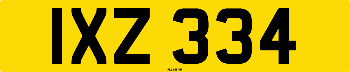 IXZ 334 Number Plate