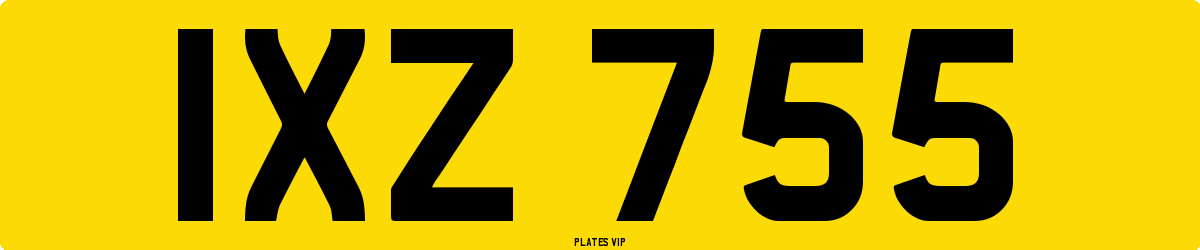 IXZ 755 Number Plate