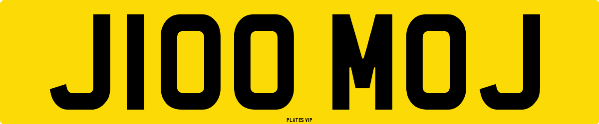J100 MOJ Number Plate